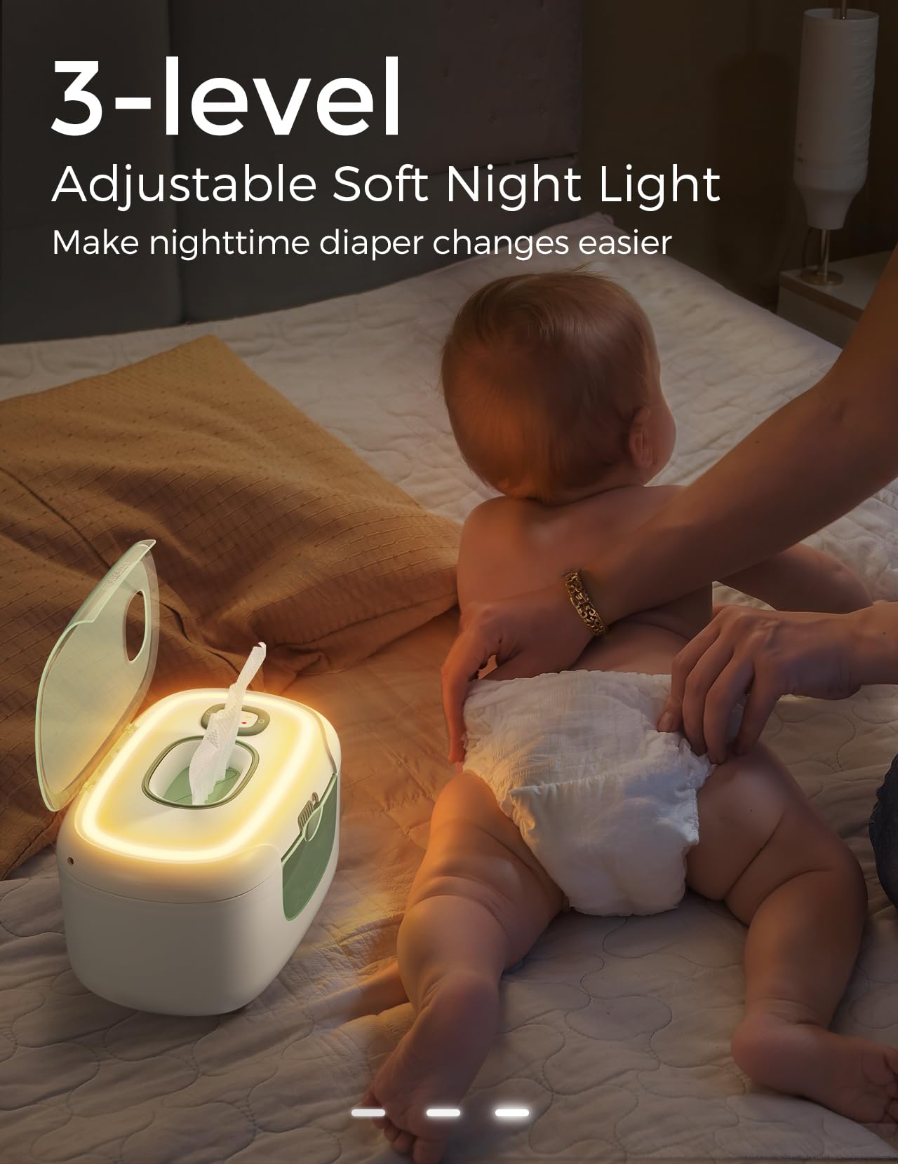 Momcozy Lot de 100 distributeurs de lingettes pour bébé de grande capacité, chauffage rapide de 10 minutes avec 4 modes de température, design innovant à ressort, silicone et joints supérieurs
