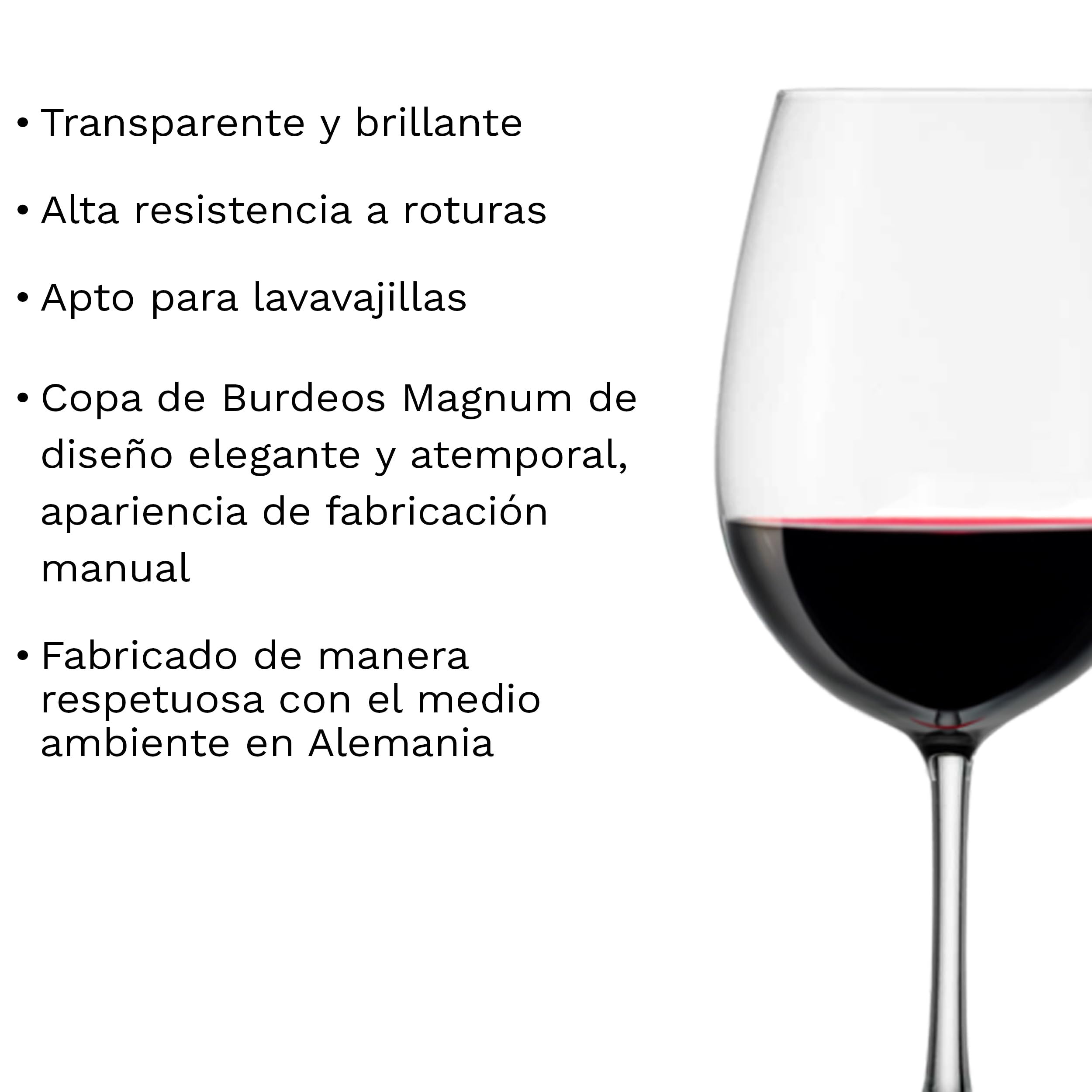Stölzle Lausitz Copas de Vino Bordeaux Weinland Set de 6, 540ml – Elegantes Copas de Cristal para Vino Tinto – Ideales para Vinos Potentes, Aptas para Lavavajillas, Fabricadas en Alemania