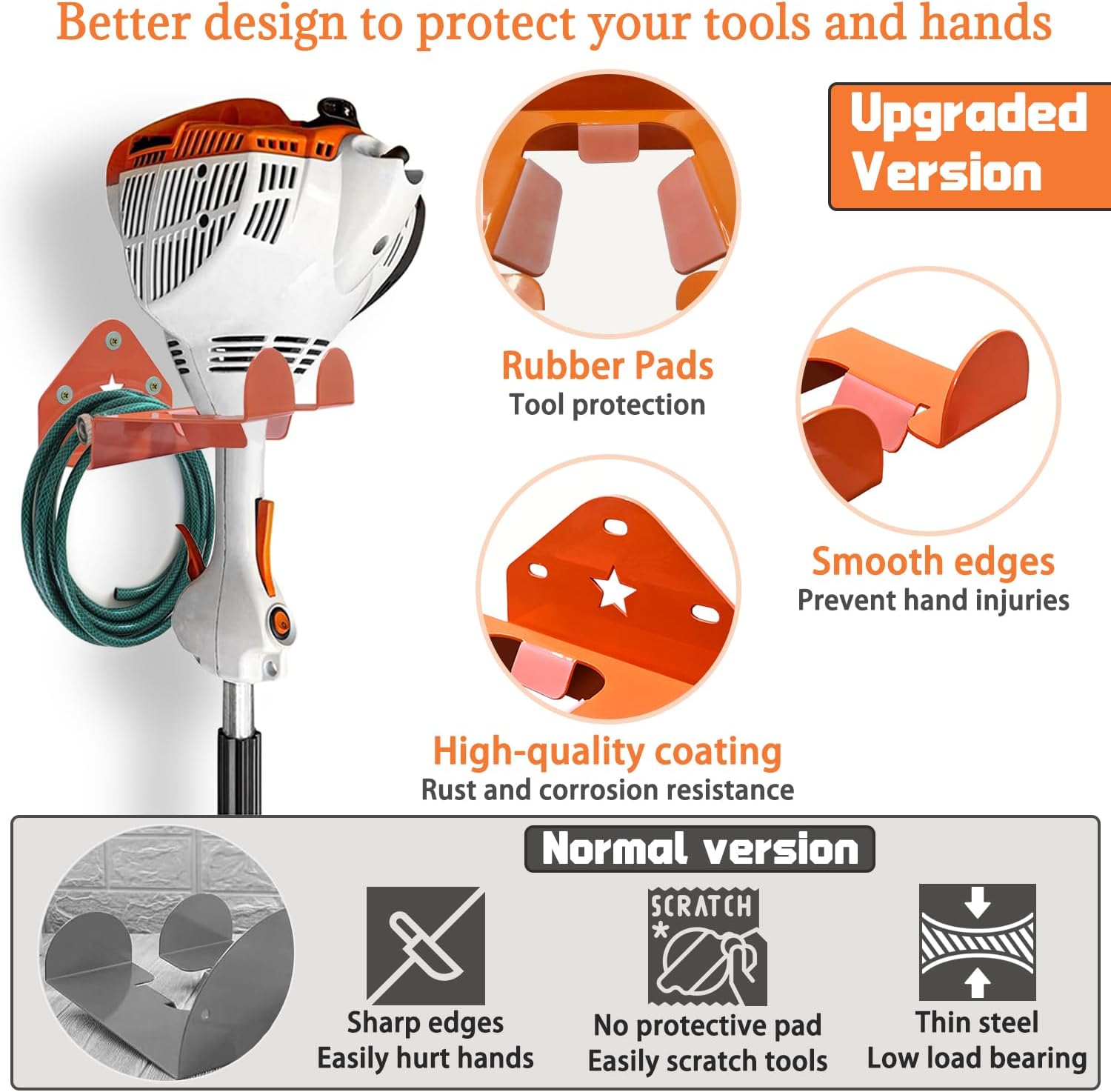 Garage Organizer Weedeater Hanger, Garage Storage Trimmer Rack Shed Organizer Garden Power Tool Hanger for Grass Trimmer, Hedge Trimmer, Garage Wall, Weed Eater, Garden Tools