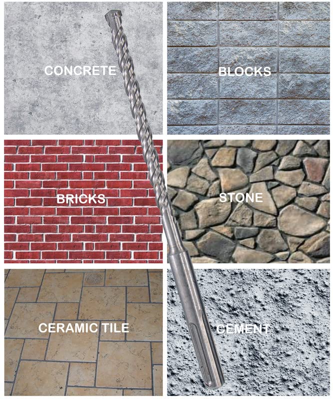 Miniatura 6 de SDS Plus Broca de martillo 10 piezas de 532 pulgadas x 6 pulgadas Broca de hormigón para mampostería