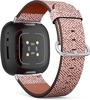 CJBROES Replacement Leather Watch Band, Compatible with Fitbit Versa 3 and Fitbit Sense of Wristband Bracelet Accessory - Labyrinth Maze