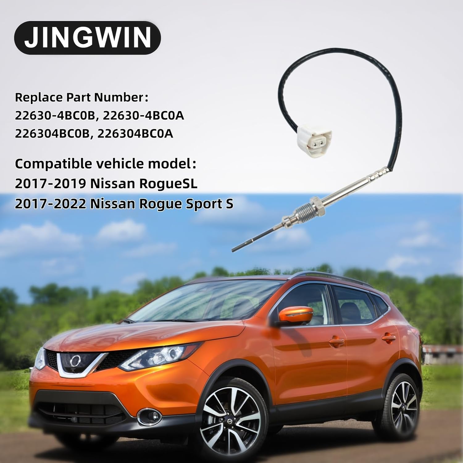 22630-4BC0A Exhaust Gas Temperature Sensor EGT Sensor 22630-4BC0B 226304BC0B for 2017-2019 Nissan Rogue for 2017-2022 Rogue Sport 4 Cyl 2.0L