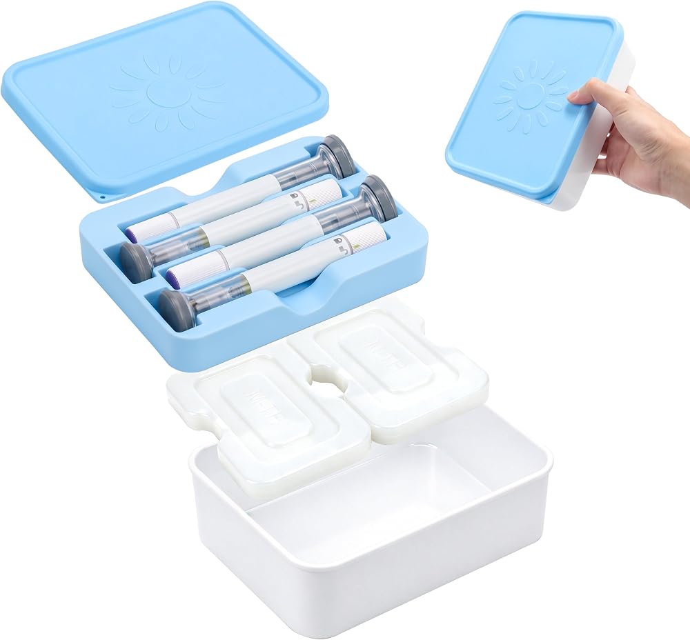4‑Pen GLP‑1 Injection Pen Storage Case for Zepbound, Fridge Holder with Ice Pack, Soft Insert & Silicone Lid, BPA‑Free, Dishwasher‑Safe, Home & Travel Use (Pens Not Included) — 사진 1