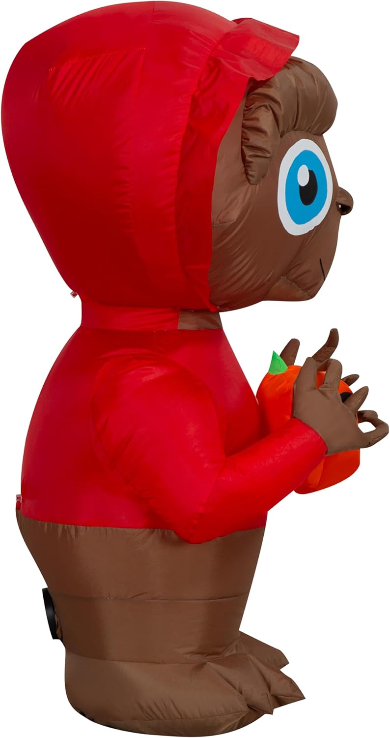 Gemmy E.T. Halloween Inflatable, 3 Ft Tall Lighted Yard Decoration with Jack O'Lantern, Outdoor Decor with Stakes and Tethers