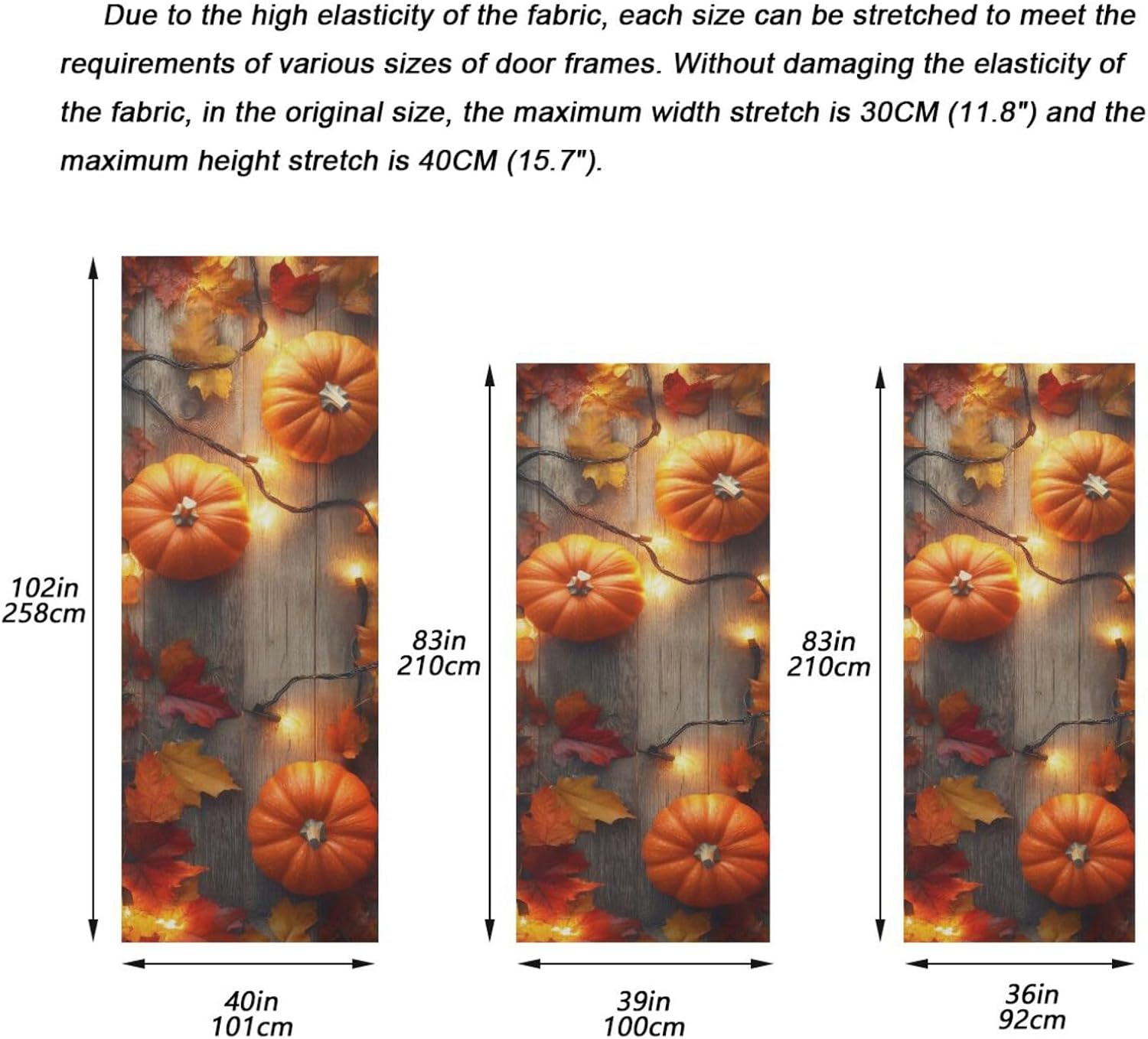 Burbuja Thanksgiving Pumpkin Door Cover, Stretch Fabric Backdrop Door Porch Covers for Home Party Holidays Decoration, 35x79 In