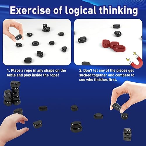 Miniatura 8 de Juego de ajedrez magnético, juego de magnetismo contra ajedrez, 20 bolas magnéticas, juego de mesa de ajedrez con rueda de castigo, divertido juego
