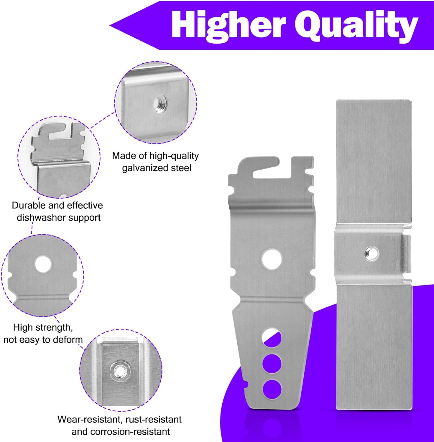 Granite Dishwasher Mounting Bracket Kit Fits Most Under Counter Dishwasher Mounting Bracket For Granite Countertop Dishwasher Brackets WP8269145 AP6012289 PS11745496 With Screws - 2 Pack