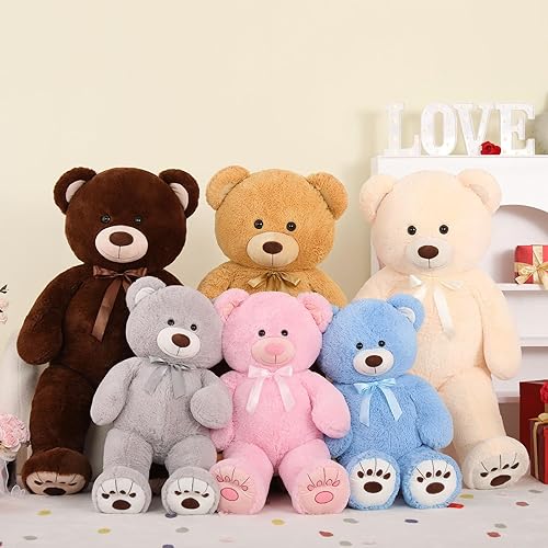 Miniatura 6 de MorisMos Oso de peluche gigante de 36 pulgadas, oso de peluche azul grande, oso de peluche grande para baby shower, oso de peluche de tamaño real