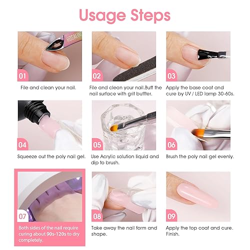 Miniatura 44 de ROSALIND Gel de extensión rosa suave y ópalo, 2 piezas de gel de uñas de ópalo de 2 onzas, kit de uñas rosa para decoración de uñas, gel rosa 2