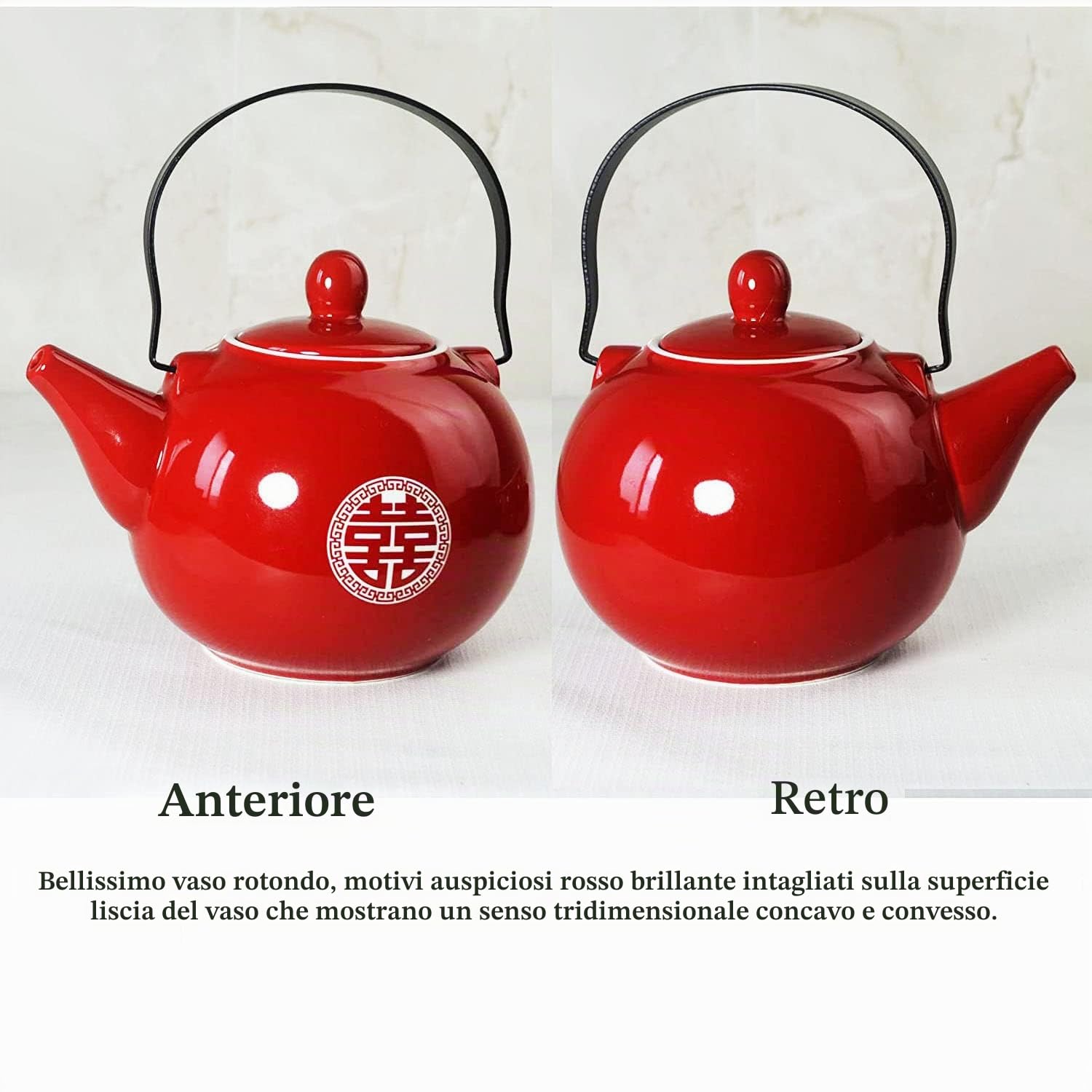Set regalo da tè cinese Servizio di porcellana Teiera 4 tazze vassoio per adulti, uomini, donne, cerimonia del tè, festa di nozze, decorazione per la casa (doppia felicità)