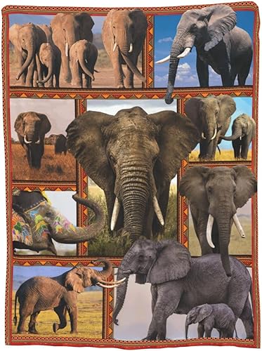 Manta de elefante, manta de franela de forro polar, suave y mullida para sofá, dormitorio, sofá, 50 x 40 pulgadas