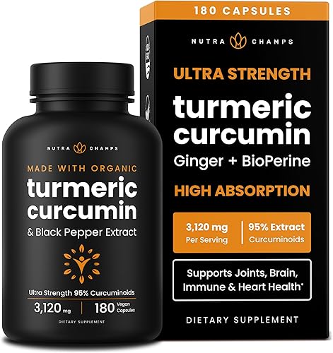 Curcumina de cúrcuma con extracto de pimienta negra de 1500 mg | 95% curcuminoides suplemento de cúrcuma extra fuerte para la salud de las