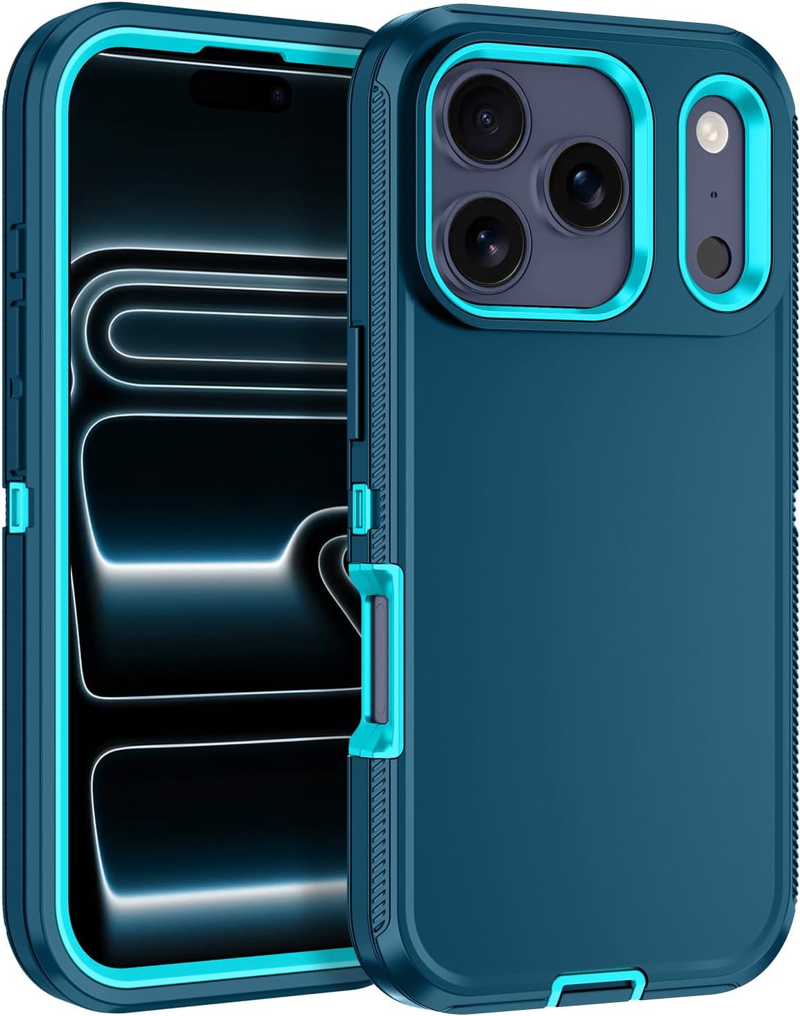 for iPhone 17 Pro Max Case [Shockproof] [3-Layer] [Military-Grade] Full Body Protection Rugged Heavy Duty Cover Case for iPhone 17 Pro Max,Turquoise
