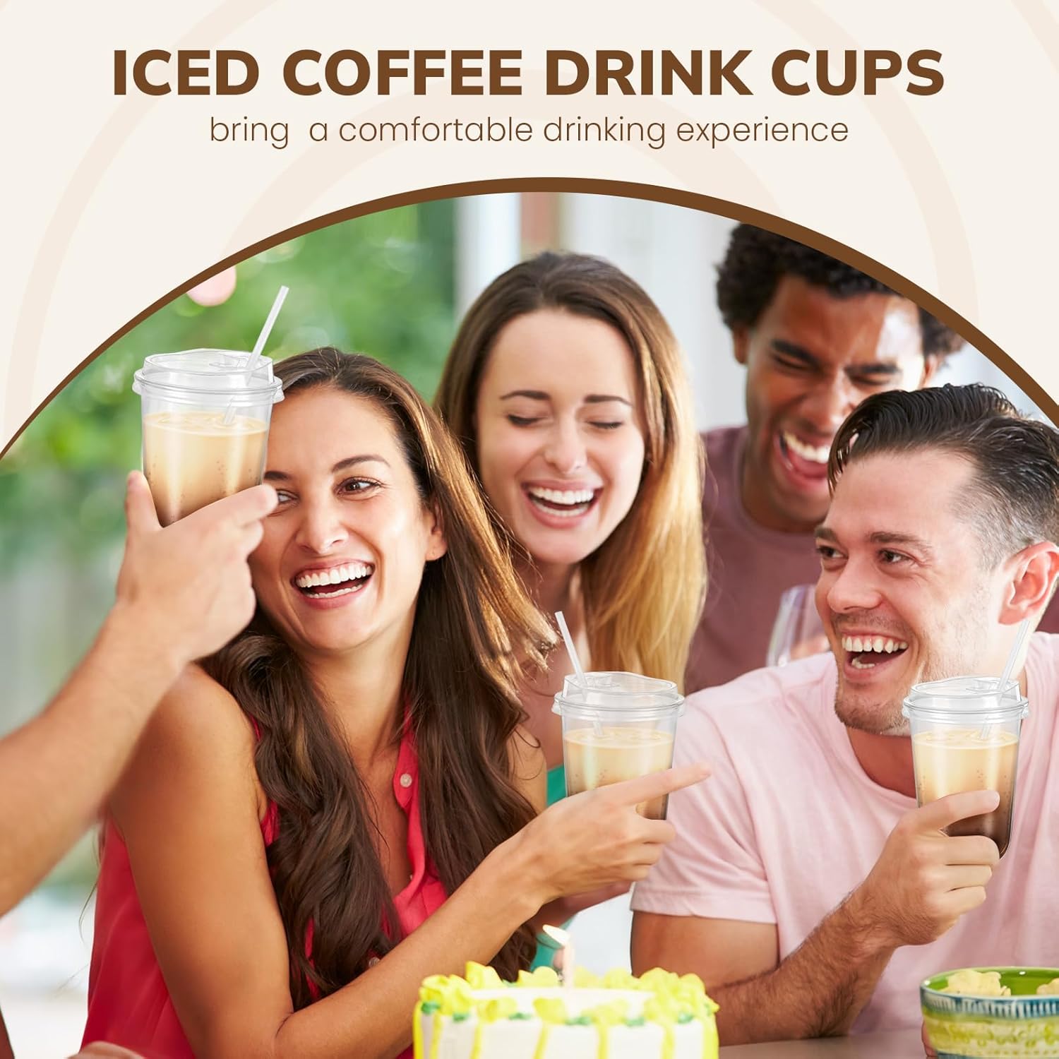 50 Pcs 16oz Clear Plastic Cups with Lids and Straws, Disposable Iced Coffee Drink Cups, Plastic Cup for Iced Coffee, Wine, Cocktail, Smoothie, Milkshake, Cold Beverage Party Catering Supplies - Image 7