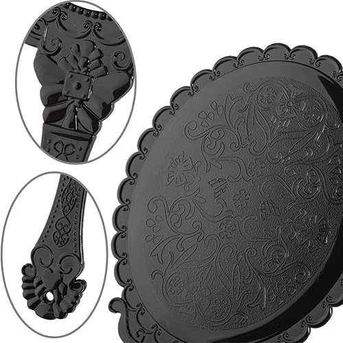 Miniatura 8 de BAOZOON Espejo de mano vintage con asa, 2 piezas, bonito espejo de mano cosmético, espejo de maquillaje, espejo de viaje, 9.8 x 4.5 pulgadas (plata