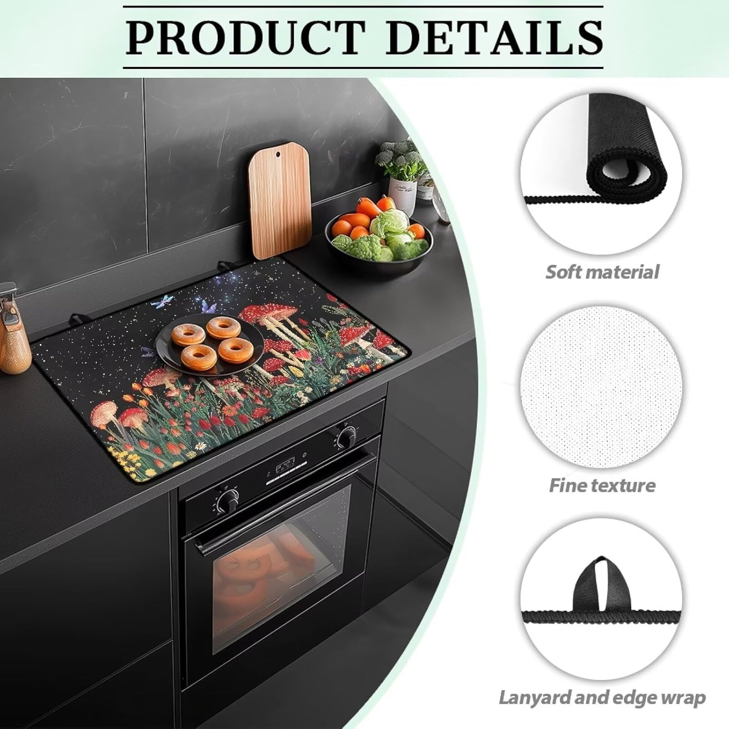Mushroom Stove Top Covers for Electric Stove Dragonfly Easy Cleaning Large Stove Guard Stove Protectors Ceramic Glass Cooktop Protectors for Kitchen Decor
