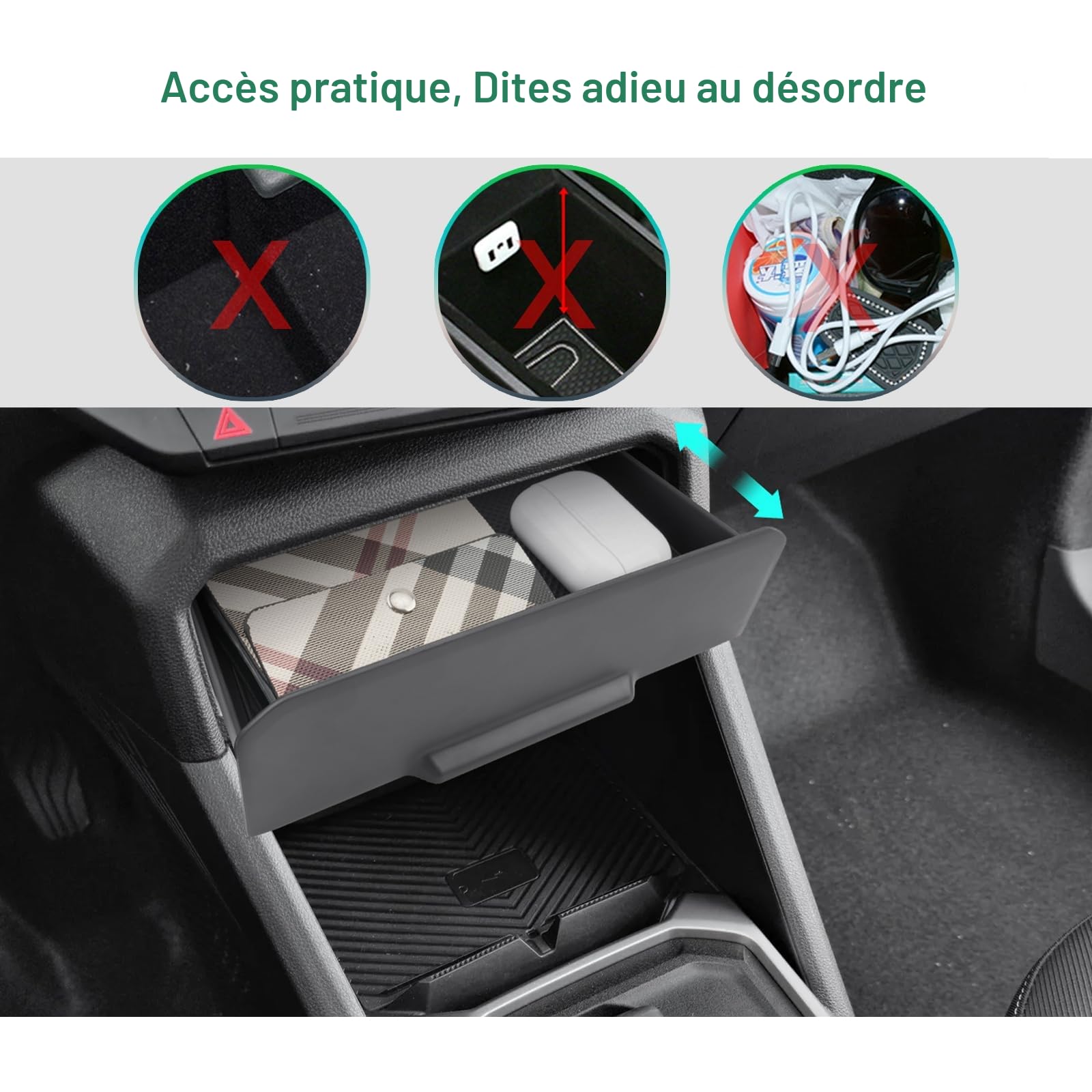 GAFAT Dacia Duster 3 2025 2026 2024/ Dacia Bigster Hybrid 155 Tiroir pour Console Centrale, Duster III Organiseur Boîte de Rangement Caché pour les Objets Personnels, Accessoires Dacia Duster 3 2025