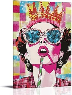 Pop Art Queen Poster With Crown And Sunglasses Vintage Style Fashion Por...
