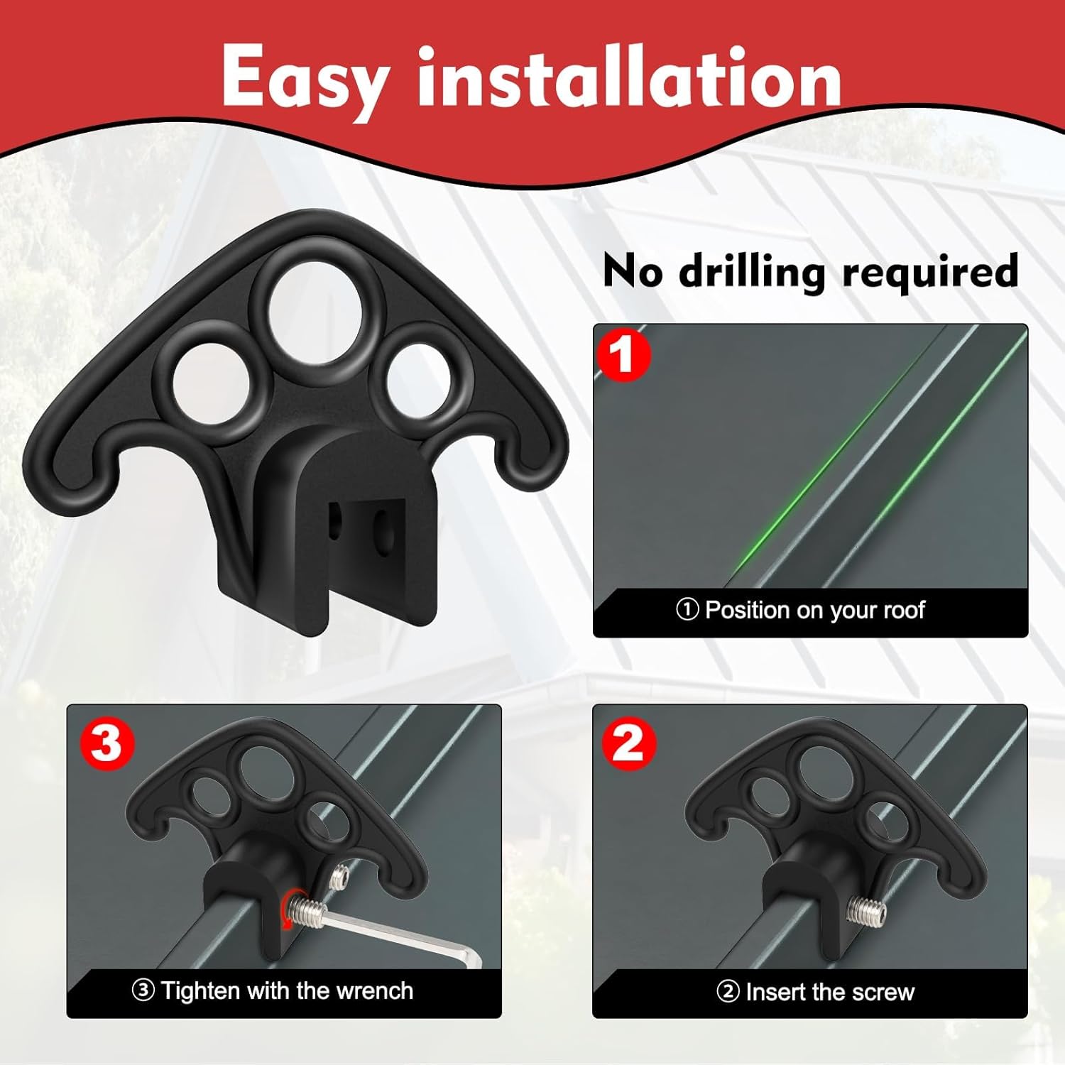 40 Pack Snow Guards for Metal Roofs, Ice & Snow Guard Blocks for Standing Seam Roofs Under 1/2 Inch Width, Includes Set Screws, Plastic Stops Prevent Ice Dams & Damage