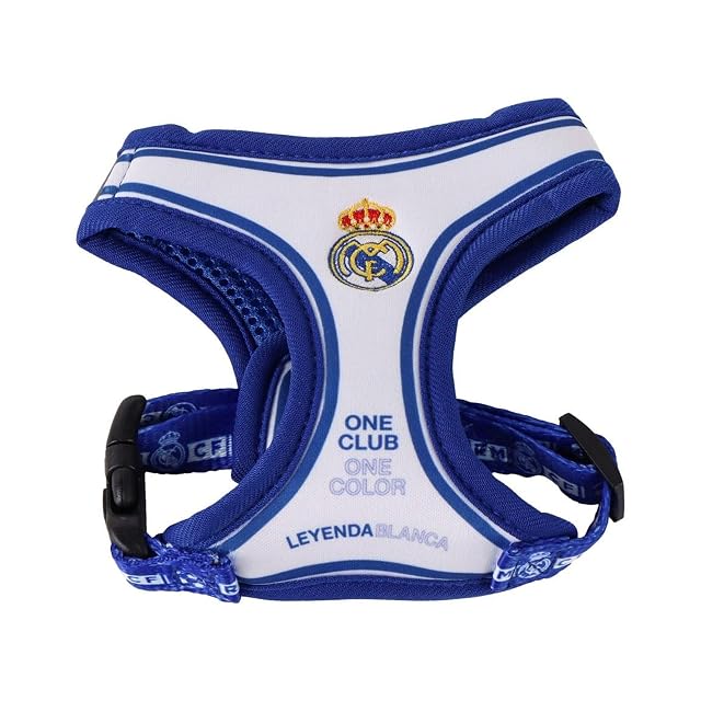 Arnés Perro Real Madrid Talla XXS diseño Oficial Escudo Bordado y Ajuste Seguro