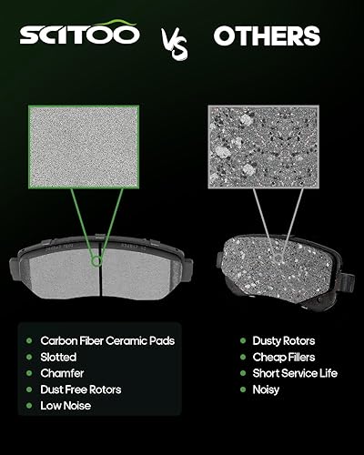 Miniatura 4 de SCITOO Rotores de disco DS delanteros de 11.65 pulgadas y traseras de 12 pulgadas + pastillas de freno de cerámica de repuesto para Acura RDX