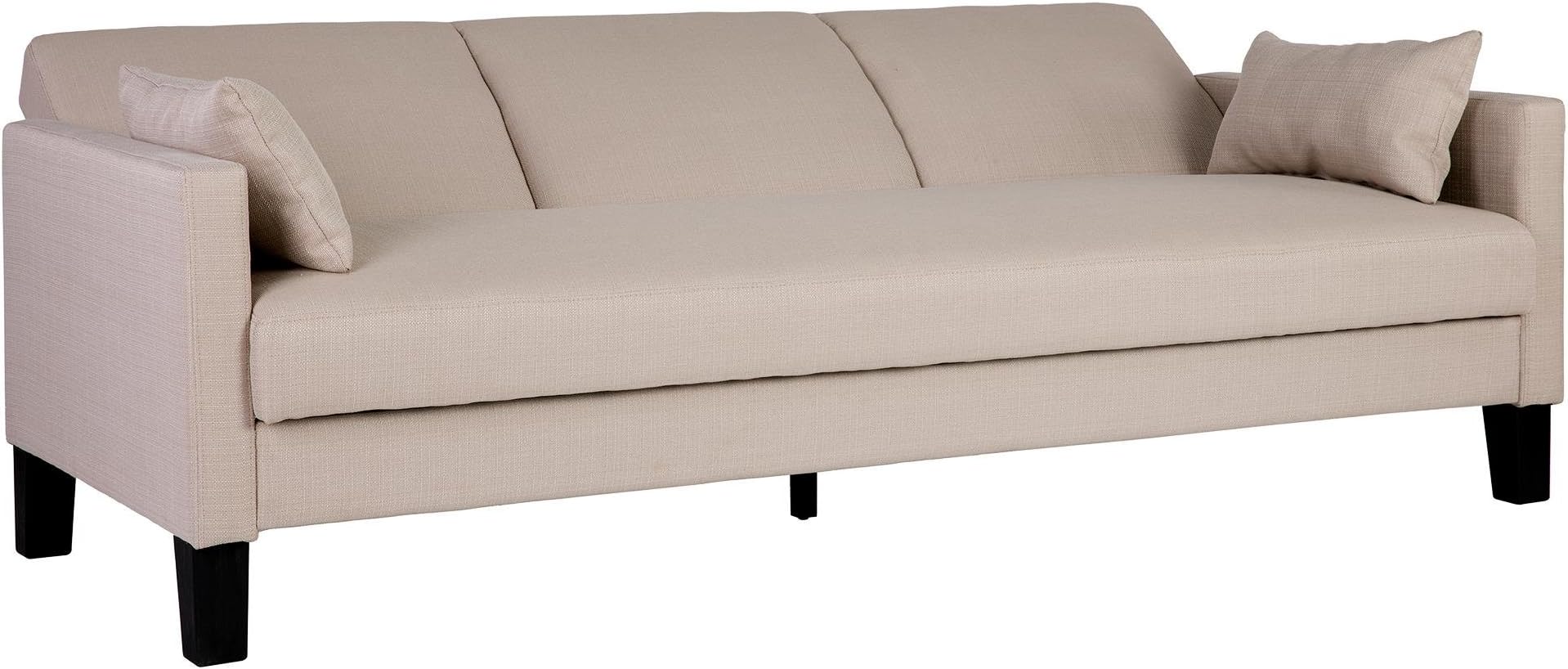 DHP Vienna Sofa Sleeper with 2 Pillows, Elegant and Stylish, Tan Linen