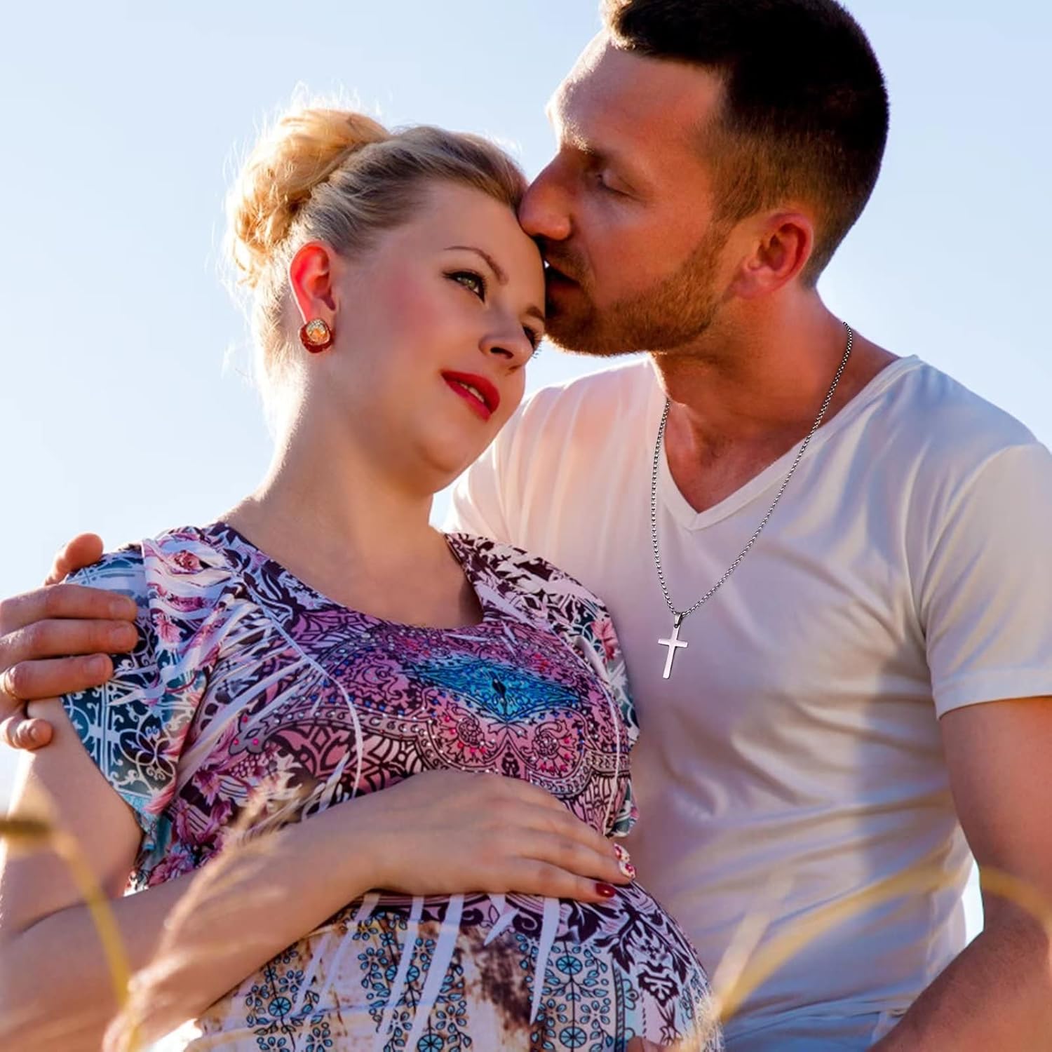 Cross Necklaces Gifts for Men Him, S925 Sterling Silver Pendant Box Chain Cross Necklace Religious Baptism Gifts for Men Grandson Son Anniversary Birthday Gifts for Dad Husband - Image 4