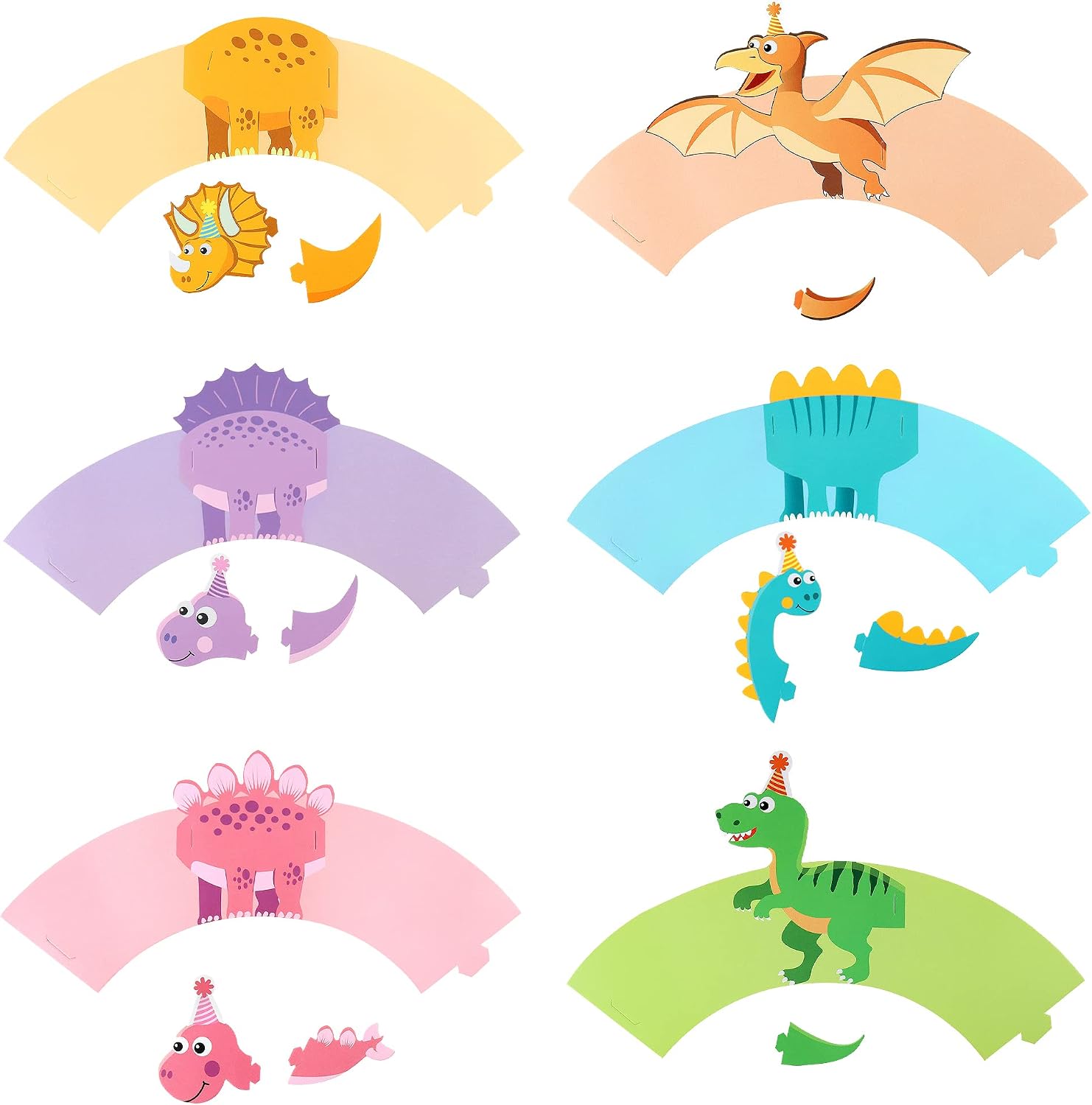 Blumomon 24Pcs Dinosaur Cupcake Wrappers and 24Pcs Dinosaur Cupcake Toppers DIY Dinosaur Cake Decorations for Jurassic World Theme Kids Babyshower Birthday Party Decorations - Image 5