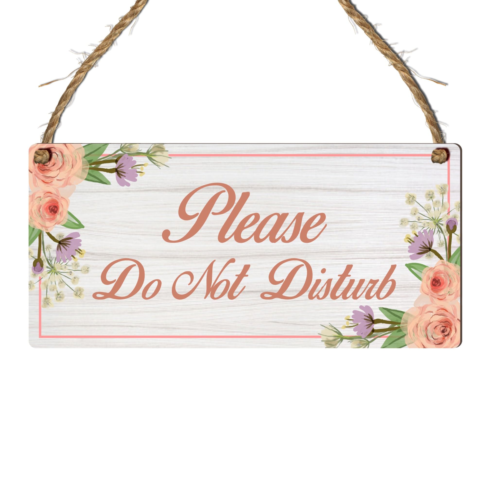 Elegant Floral "Please Do Not Disturb" Hanging Sign - Chic Door Plaque with Flower Design - Ideal for Bedrooms, Offices, and Quiet Spaces - Decorative Room Sign (Medium: 24 cm (W) × 11 cm (H))
