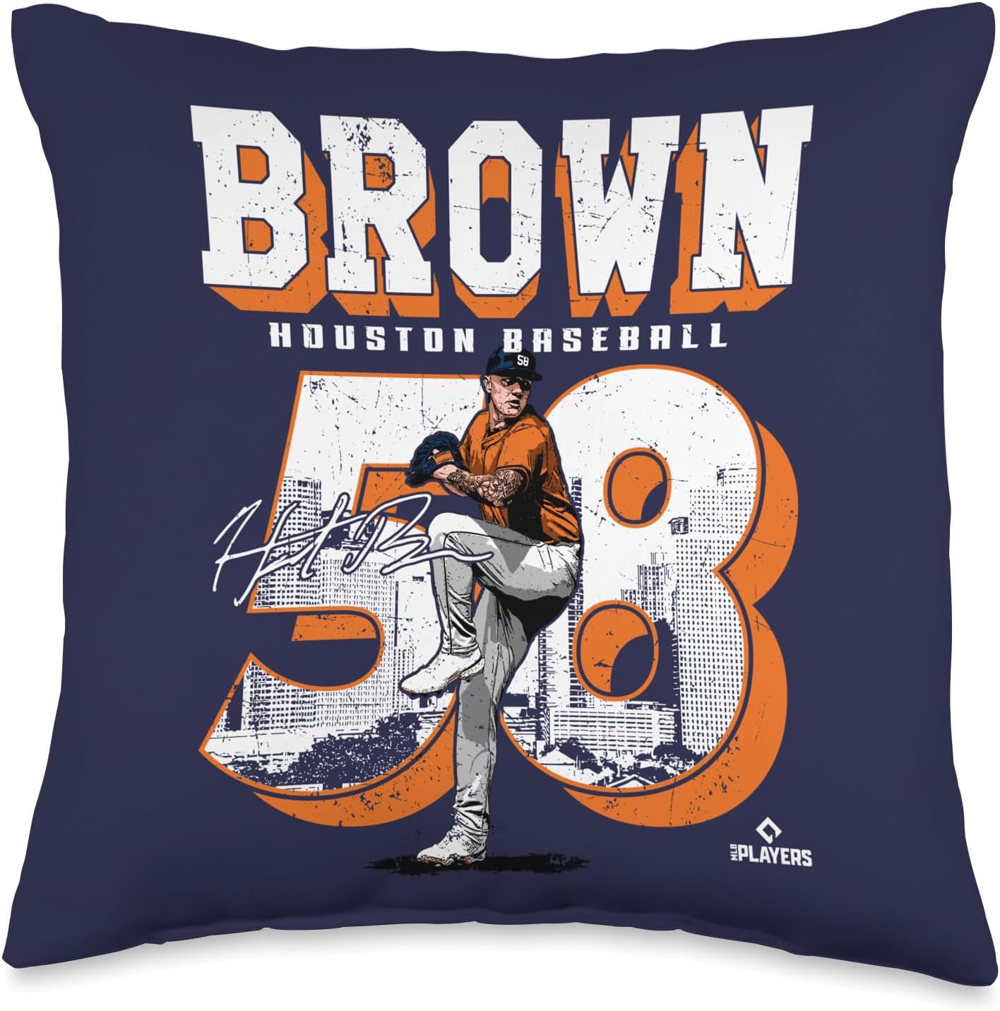Hunter Brown | Houston MLB Baseball Players | MLBHBR201M Throw Pillow