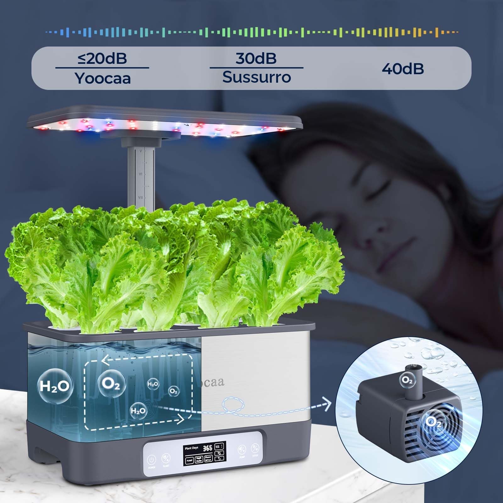 Sistema di Coltivazione Idroponica con LED Timer Automatico, Serra Idroponica Smart Garden con Controllo App, Kit Regolabile per Casa e Cucina, 8 Pods (Altezza Massima 45cm)