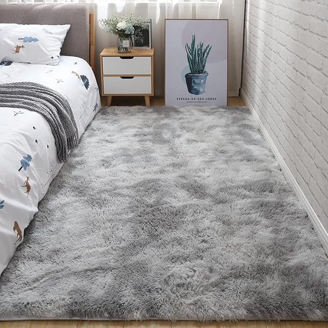 Meyecon Soft Living Room Rugs Extra Large Shaggy Rug Area Rugs Anti-Slip Carpet Fluffy Carpet Modern Floor Mat Bedroom Shaggy Thick Rug for living room (grey, 160 x 120 cm)