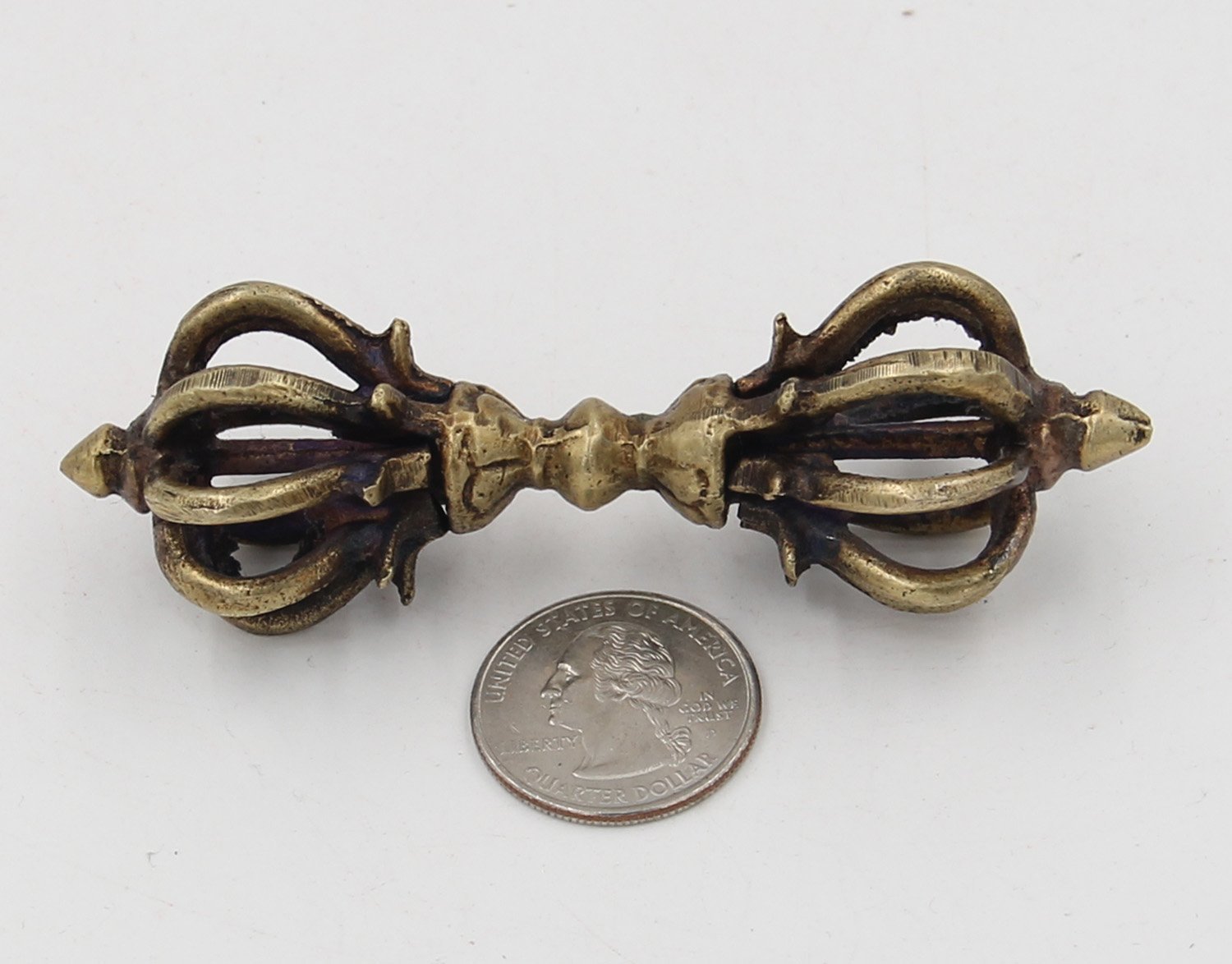 DharmaObjects Tibetan Buddhist Brass (Vajra) Thunderbolt Nine Spokes Dorjee/Dorji (3.5 Inches)