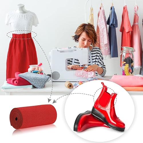 Miniatura 7 de WILLBOND 12 rollos de banda elástica colorida plegable, banda elástica resistente, banda plana de punto para costura, manualidades, puños de edredón