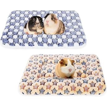 Gukasxi Pack of 2 Plush Bed for Small Animals Small Animal Bed Small Animal Plush Bed Winter Warm Fluffy Bed Mat for Guinea Pigs Hamsters Kittens