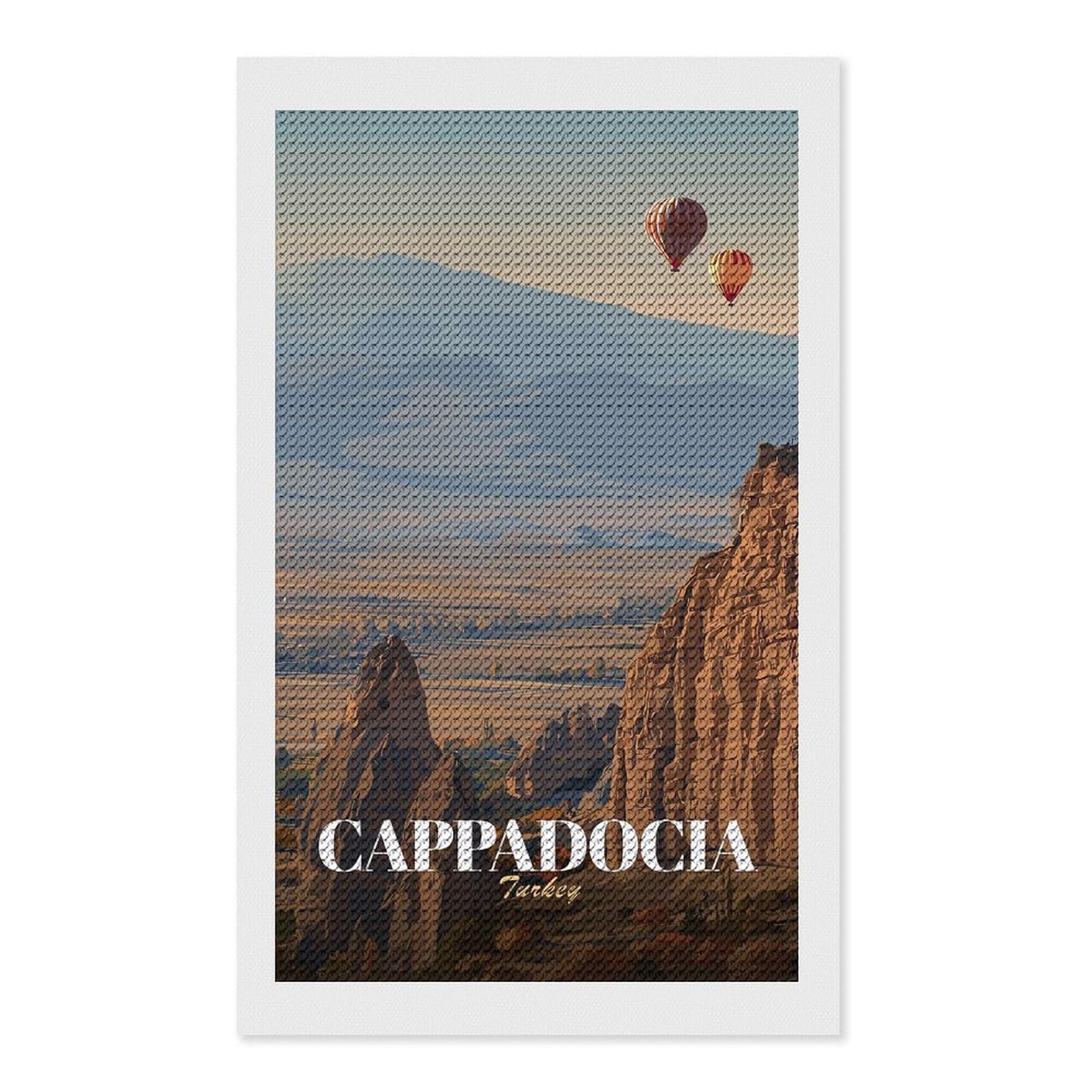 Junmoney Cappadocia Turkey Travel Diamond Painting Canvas Set 12"x20", Boho Decor, for Craft Lovers, Easy Handmade Project, Holiday Gift Idea