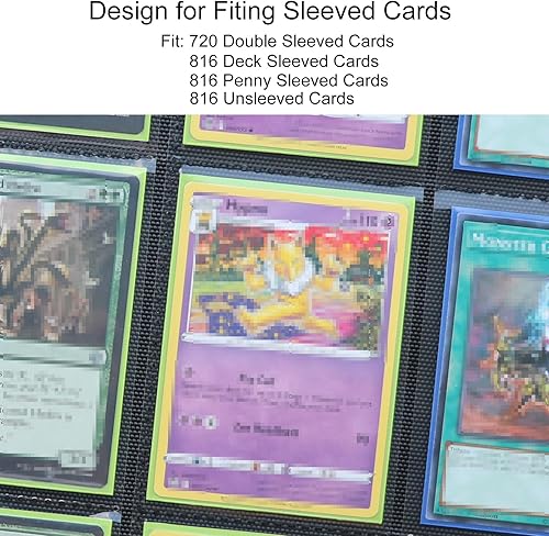 Miniatura 4 de Carpeta de tarjetas con 12 bolsillos y más de 800 bolsillos, grandes bolsillos laterales sin anillo, carpeta de álbum de tarjetas intercambiables