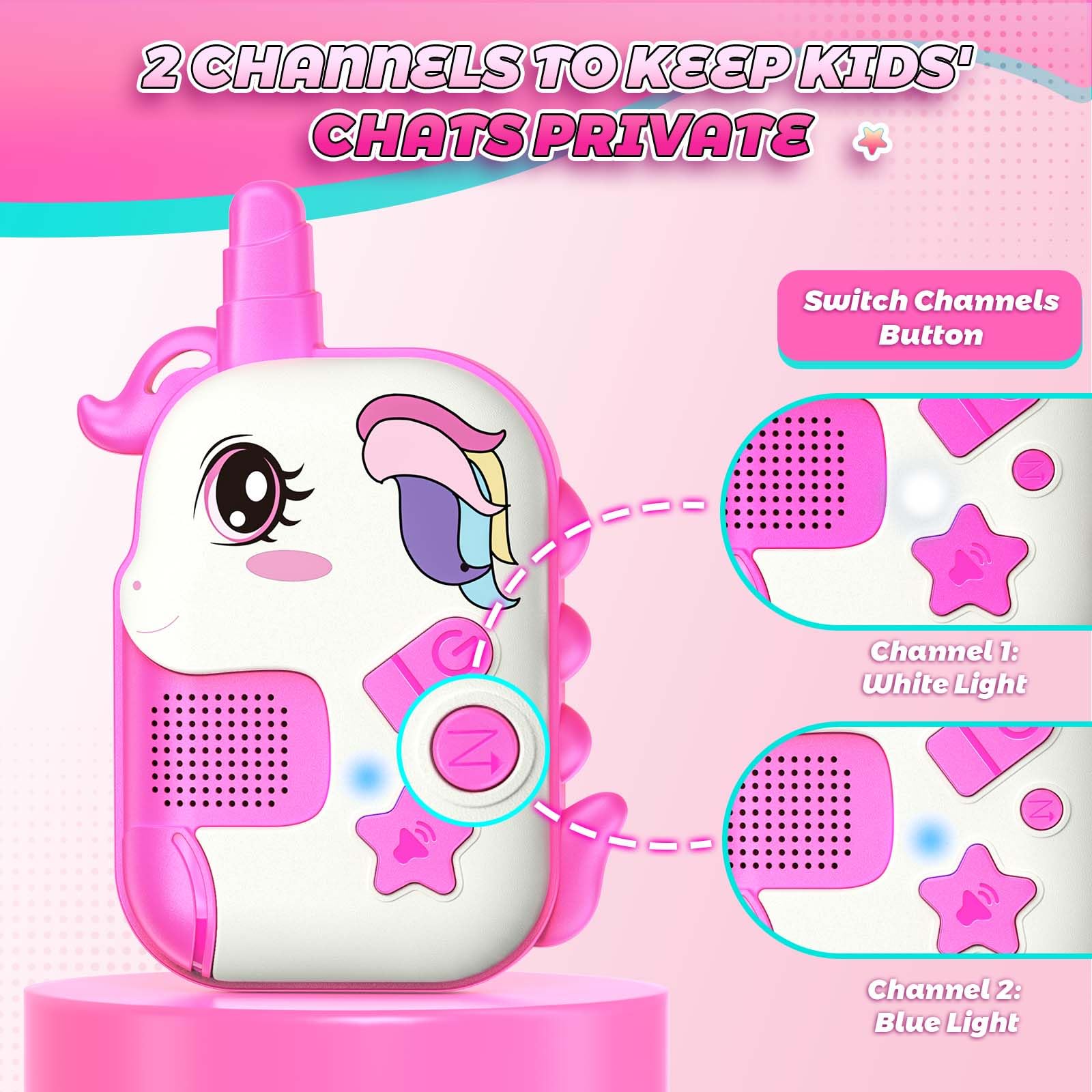 Walkie-Talkie Bambini Ricaricabili, Giocattoli Bambina 3 4 5 6 7 8 Anni Unicorno Walkie Talkie Regalo Bimba 3-8 Anni GiochiBambino Bambina 3-8 Anni Regalo Regali di Compleanno per Ragazzi Ragazze