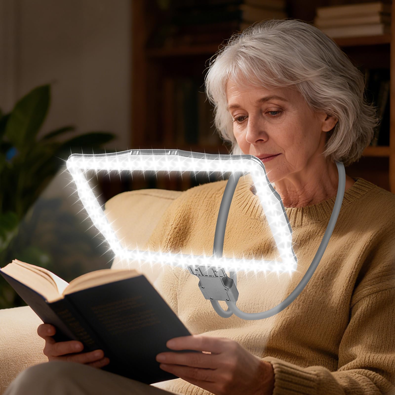 Photo 1 of 10X Magnifying Glass with Light, Rechargeable Large Magnifying Glass for Reading, Full Book Page Magnifiers Flexible Gooseneck Magnifier for Reading Repair Sewing Low Vision, 10.6 x 7.8in (Gray)