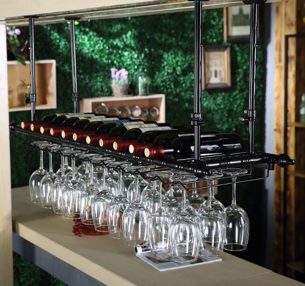 Rack à vin européen suspendu porte-bouteille de plafond et support verre LWX