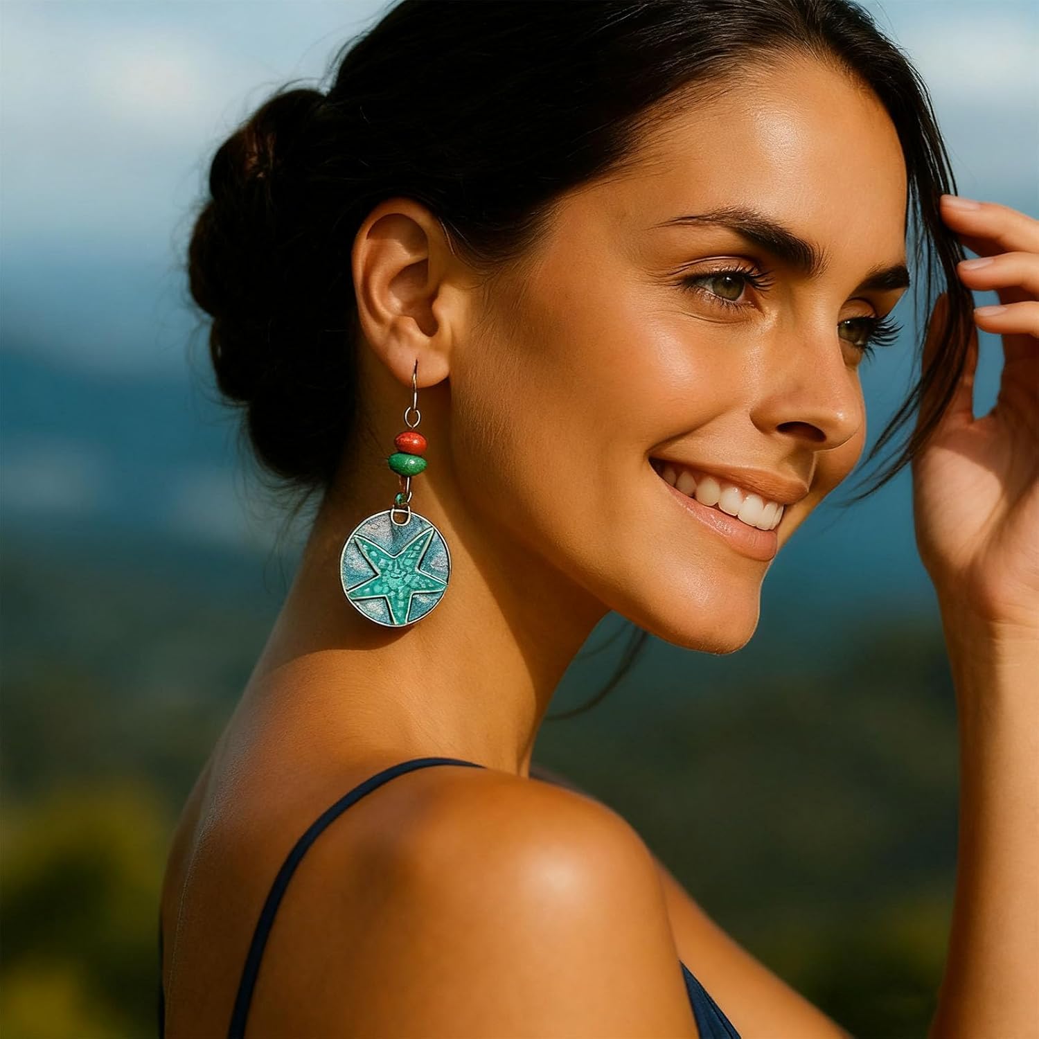 Dragonfly Earrings for Women, Bohemian Copper Turquoise Dangle Earrings, Vintage Hippie Earrings with Lightweight Drop Clusters, Boho Jewelry Gift for Her - Image 4