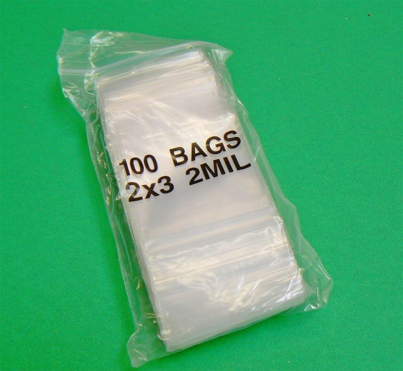 100 Clear Reclosable Zipper Bag (2'' x 3'') - 2 Mil Thick, by Amamax