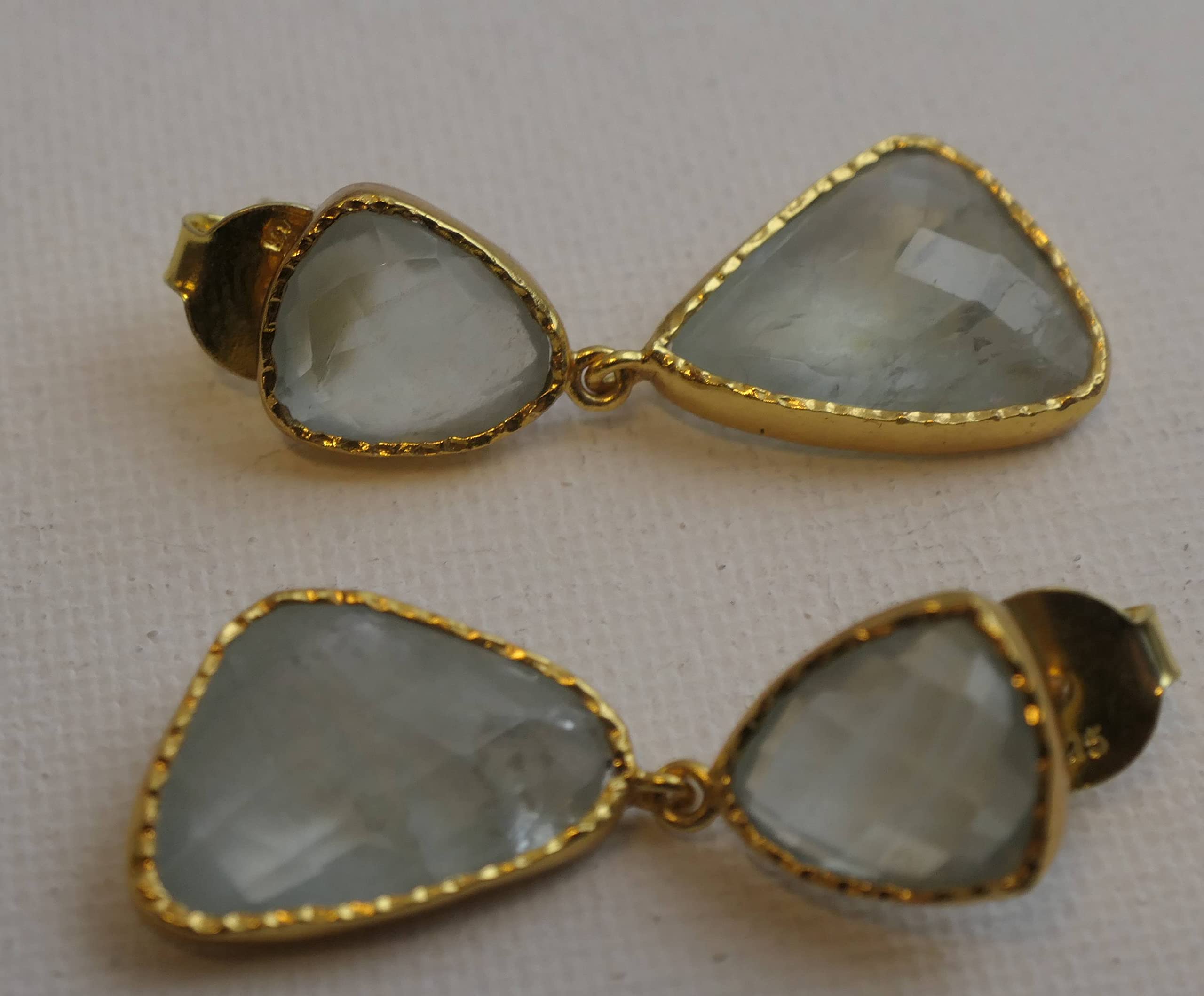Pendientes de Plata 925 con Baño de Oro Aguamarina