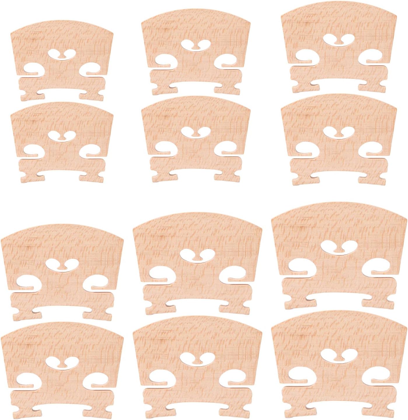 12 pcs Fitted Violin Maple Bridge for 4/4 3/4 1/2 1/4 1/8 1/16 Violin Replacements Parts