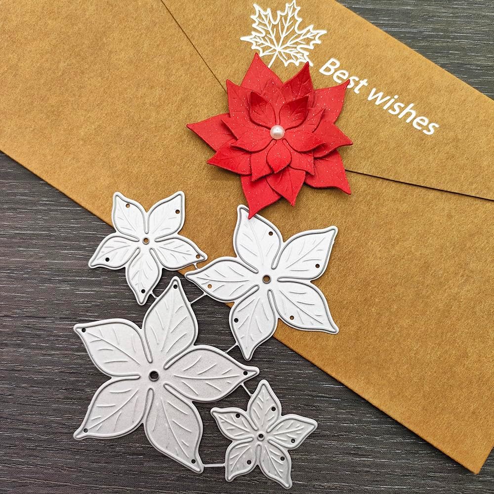 3D Rose Flower Metal Die Cuts,Wedding Flower Leaf Leaves Cutting Dies Cut Stencils for DIY Scrapbooking Album Decorative Embossing Paper Dies for Card Making (E)