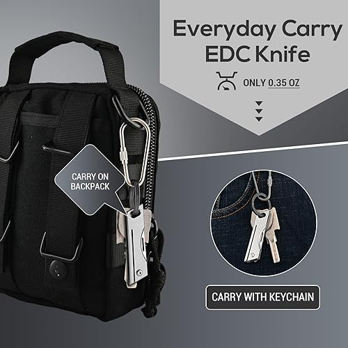 Miniatura 5 de Cuchillo de bolsillo pequeño, cuchillos plegables EDC, cuchillo de llavero de titanio, cuchillos pequeños perfectos para hombres, cortador de caja