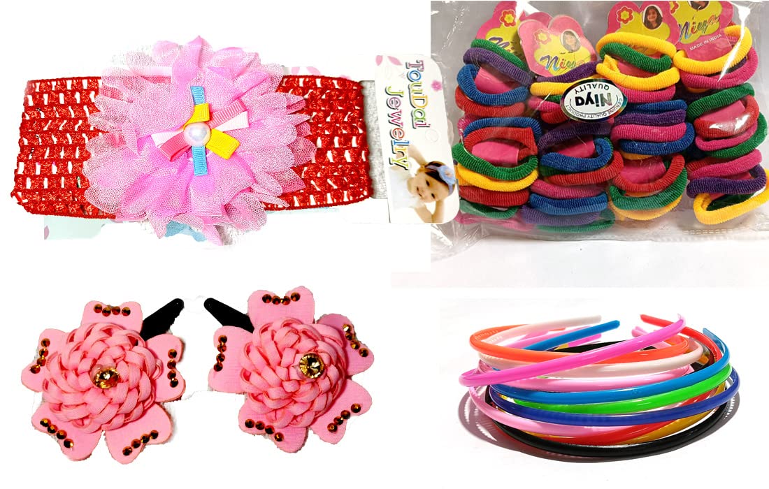 Baby Girl Hair Accessories Set Baby Head Band, Kids Rubber Band, Girls Hair Clip Pack of 55 in