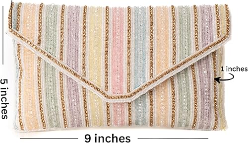 Miniatura 6 de Clutch - Bolso de mano con cuentas de vidrio multicolor Monederos para mujer Elegante bolso de noche para fiestas, bodas Beaded