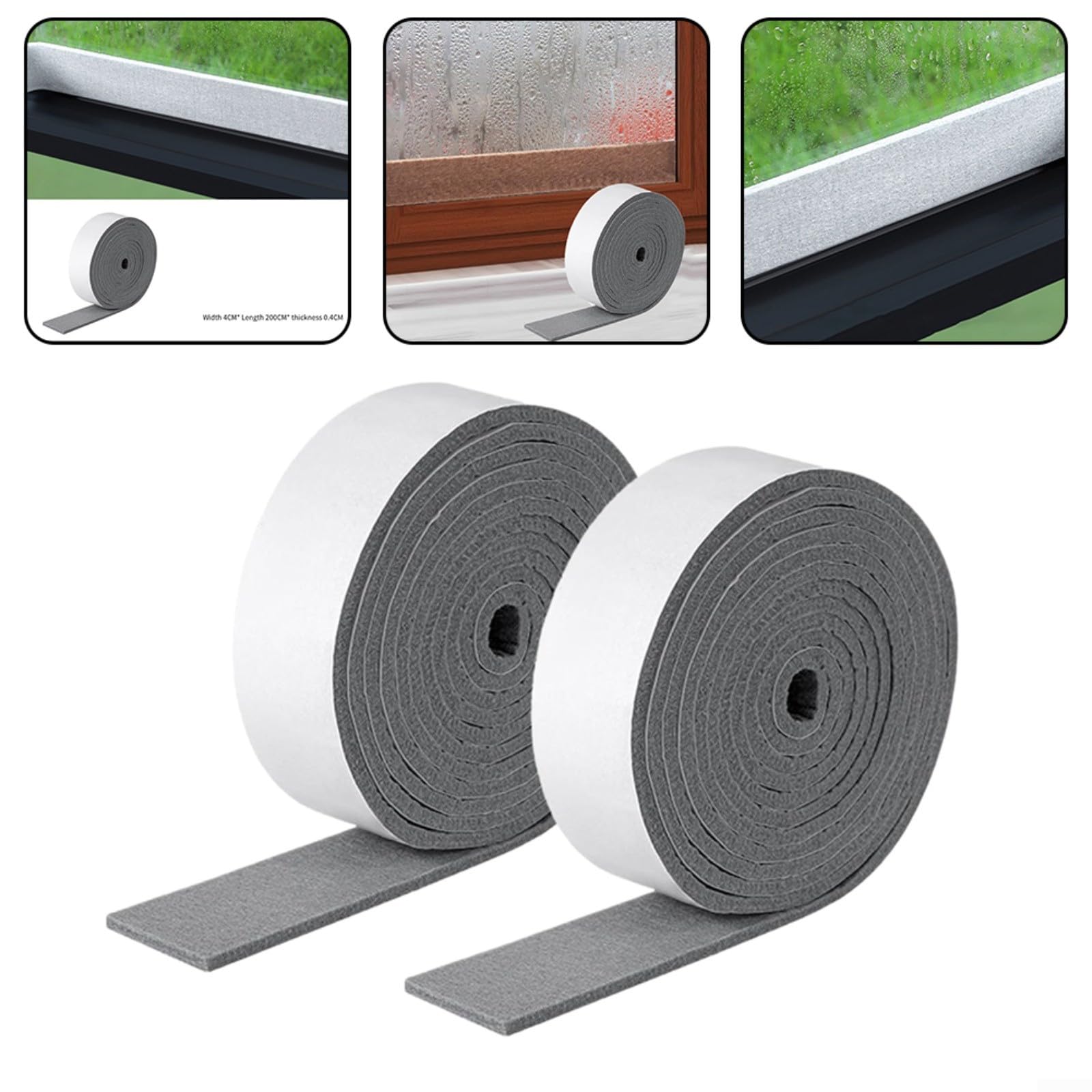 2 rotoli di nastro antigoccia per condensa da 2 m x 40 mm, in schiuma, per finestre e porte, striscia assorbente per condensa