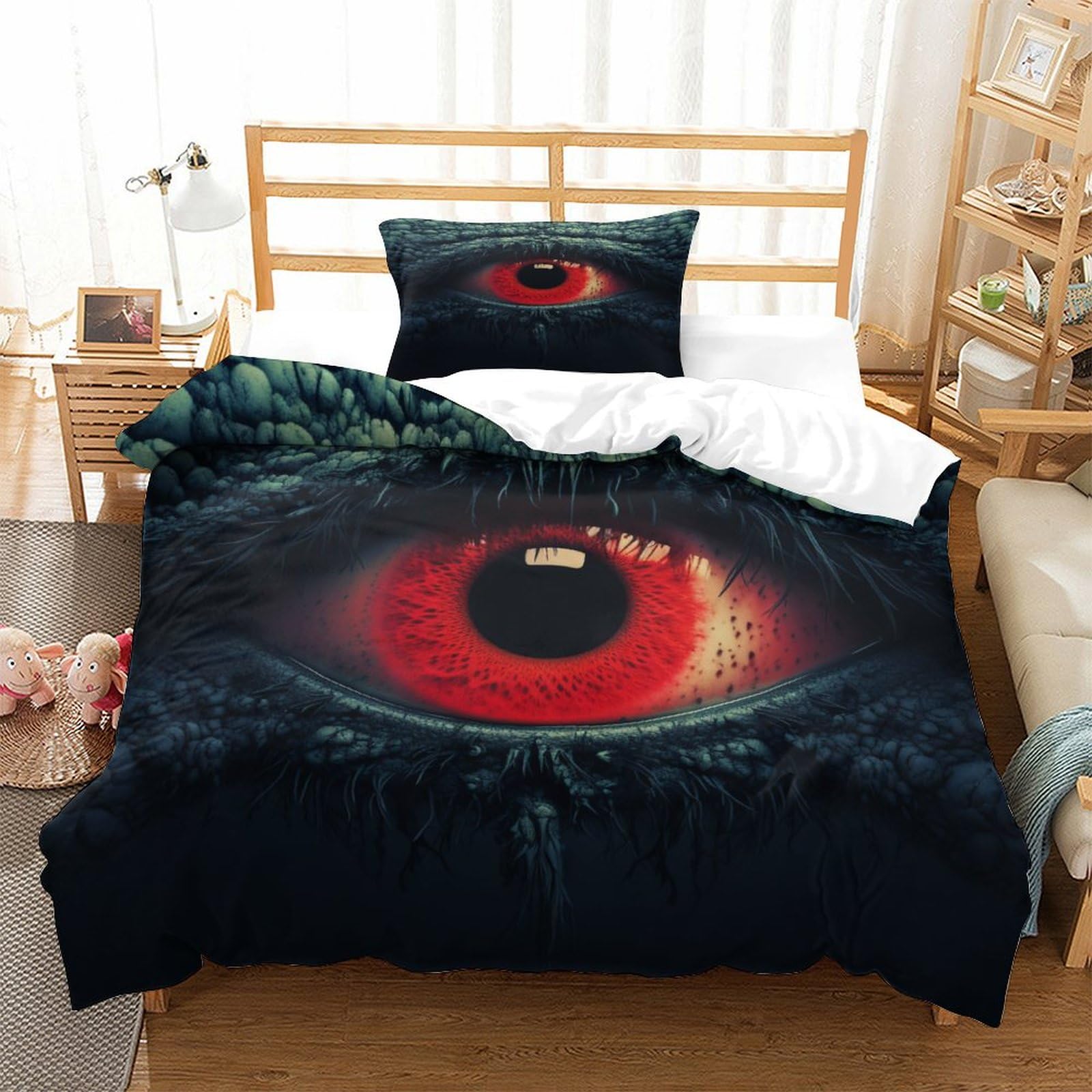 P1S9U7W5Y 3D Printed Dragon Eye Fantasy Duvet Cover Set 3pcs Microfiber Reptile Bedding Set Single